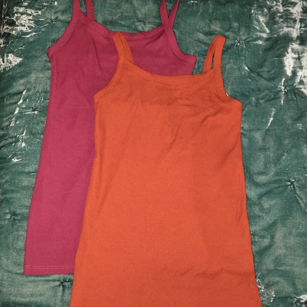 Women's Orange and Pink Tank Tops